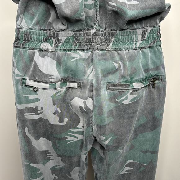 PAM & GELA Green Camo Sleeveless Tie Waist Tank Top Jumpsuit Pockets Women’s - Picture 9 of 15